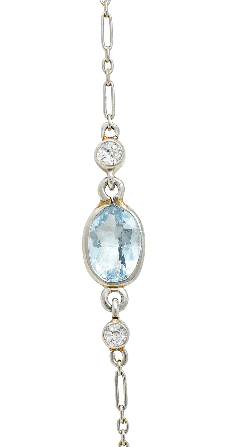 Necklace 18K Aquamarine Pendant & Diamond Station Necklace - Rhodium-Plated  18K White Gold Pendant Necklace, Necklaces - NECKL161702 | The RealReal